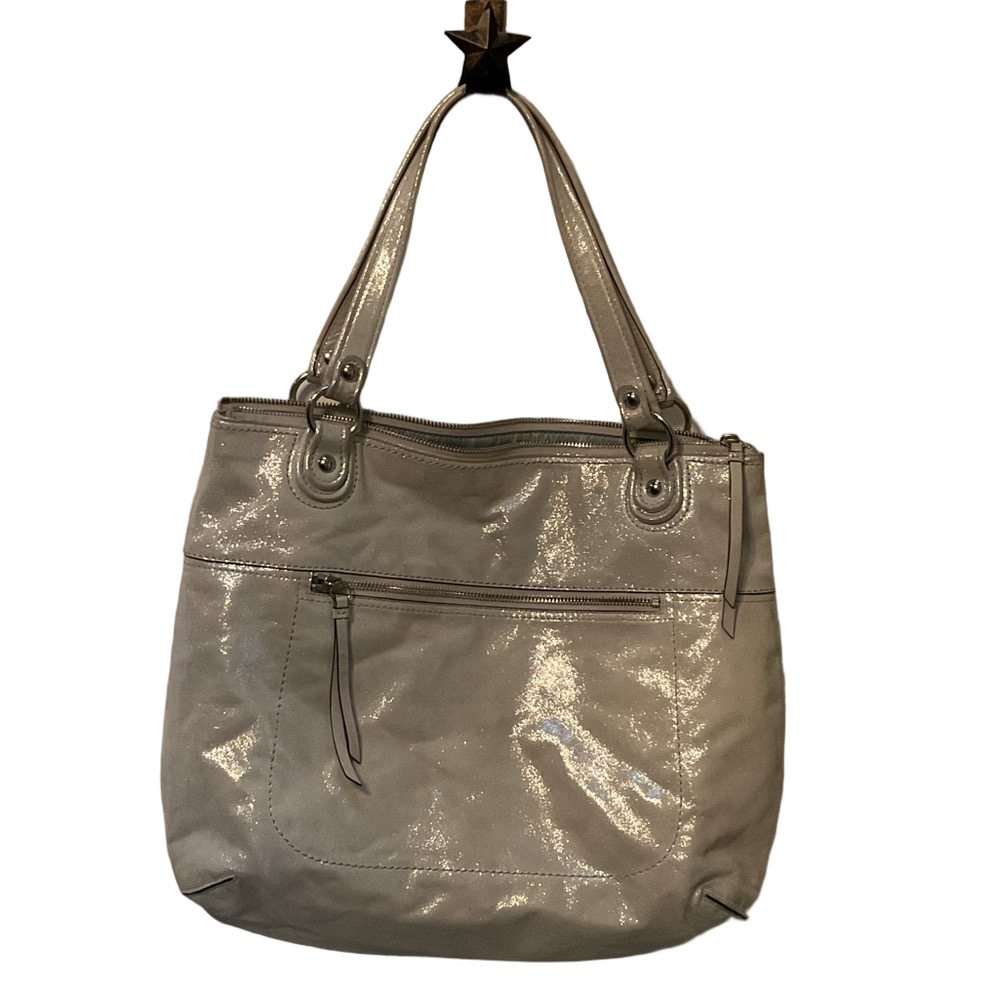 Coach Metallic Silver Tote Bag